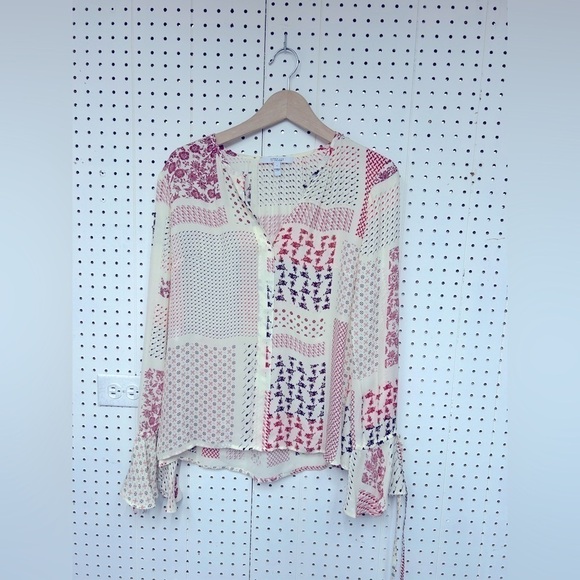 Derek Lam 10 Cosby Floral Print Silk Top - Picture 1 of 4